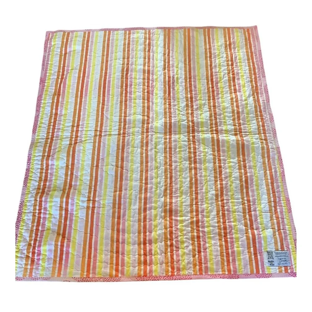 Handmade Patchwork Quilt Pink Polka Dot Design Multicolor Patterns 41.5"X 35.25" - Picture 8 of 9